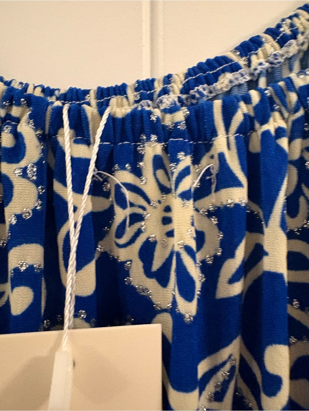 Blue and White Printed Maxi Dress with Smocked Waist- soft flowy and pretty! - Picture 4 of 12